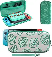 LeoLeoii Carrying Case Compatible with Switch, New Leaf Crossing Design, Portable Travel Carry Case Bag for Switch