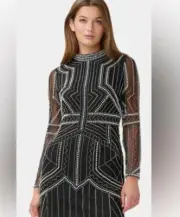 Aidan by Aidan Mattox Womens Black Sheer Cocktail and Party Dress 2