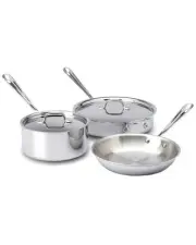 All-Clad 401599 Stainless Steel Tri-Ply Bonded Dishwasher Safe Cookware Set 5...