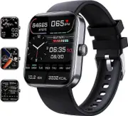 F57l Blood Glucose Monitoring Smartwatch, Fitness Tracker with Blood Pressure Smart Watch for Men Women Black