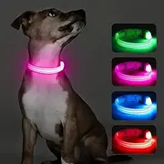 Dolitego Light Up Dog Collar- Rechargeable Puppy Collars Glow in The Dark LED Dog Collar for Night Walking (X-Small, Pink)