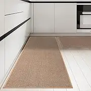 KIMODE Kitchen Rugs Sets 2PCS,Washable Kitchen Mats for Floor with Non-Slip Rubber Backing,Absorbent Natural Farmhouse Kitchen Runner Rugs Set for Front of Sink/Laundry Room,20"x32"+20"x60"