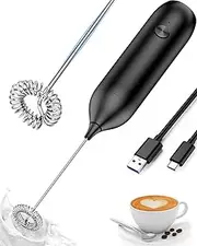Electric Milk Frother Coffee Mixer Wand USB Rechargeable Drink Mixer Stainless Steel Mini Whisk for Egg,Drink Frother Portable Kitchen Cooking Supply