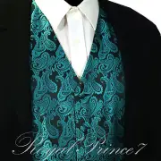 Teal Mermaid GREEN XS to 6XL Paisley Tuxedo Suit Dress Vest Waistcoat Wedding