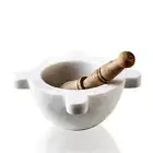 Mortar From Pharmacy IN Marble White With Pestle Wood White Marble Mortar 18cm