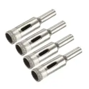 4 Pcs 12mm Dia Diamond Coated Drill Bit Marble Tile Glass Hole Saw Cutter Tool