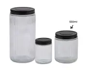 bulk 24 Ribbed Glass Jar With Metal Lid 550ml 9x11cm