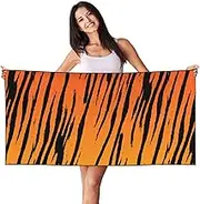 Tiger Stripe Print Bath Towels Soft Skin Velvet Beach Towel Oversized Adults Quick Dry Lightweight