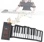Handheld Digital Piano, LED Digital Display, 128 Types Voices, Flexible Foldable Roll Up Educational Electronic Digital Music Piano Keyboard, Can be Connected to External Pedals and Speakers