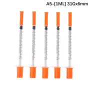 5Pcs 0.3/0.5/1ML Disposable Plastic Veterinary Syringe Orange Cap Sterile Insuli