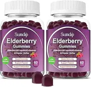 Organic Elderberry Gummies with Zinc and Vitamin C Immune Support Herbal Dietary Supplements Berry Flavor Vegan Gummy Non-GMO Gluten Free 60 Gummies-2 Pack