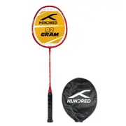 HUNDRED Powertek 200 PRO Strung Badminton Racquet with Head Cover (Red, Size: Standard, Grip: G5) - Material: Aluminium - Intermediate Level - Weight: 95gm - Maximum String Tension- 18-20lbs