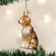 OWC Old World Christmas Beagle puppy dog VTG shiny glass dog ornament 12286