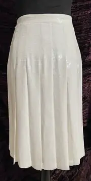 BCBG MAXAZRIA EDNA Sequin Pleated White Skirt Size M New with Tags