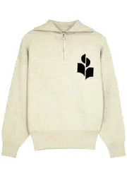 Isabel Marant étoile Azra Stretch-cotton Half-zip Sweatshirt - Light Grey - 40 (UK12 / M) 40 (UK12 / M)