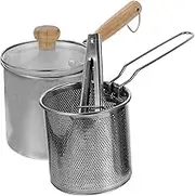 SECFOU 1 Set Stainless Steel Deep Frying Pot with Fry Basket Food Tong Multi Purpose Fryer for Barbecue Noodles Steak and Baking Easy to Clean Ergonomic Handle