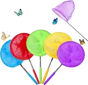 HUNKEN 5 Pcs Kids Telescopic Butterfly Fishing Nets Great for Catching Insects Bugs Fish Caterpillar Ladybird Nets Outdoor Tools Anti Slip Grip Extendable 84cm