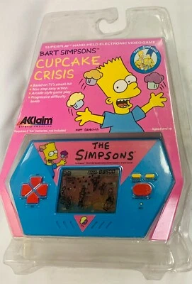 Bart Simpsons Cupcake Crisis Handheld Electronic Video Game by AKKLAIM 1989 NEW