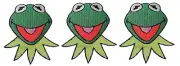 The Muppets Kermit the Frog Head Iron-on/Sew-on Iron On SET of 3 PATCHES