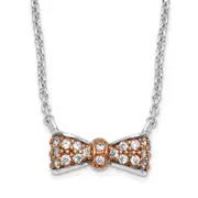 Sterling Silver Cheryl M Rose Gold-Plated & Cz Bow Necklace