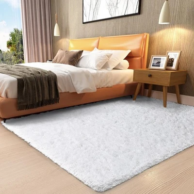 White Rugs for Bedroom Fluffy, Girls Kids Baby Shaggy Shag Fuzzy Soft Carpet,...