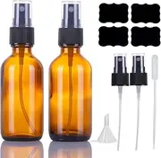 LUFEVRM 2oz Amber Glass Spray Bottles,Empty Small Perfume Travel Refillable Reusable Fine Mister Spray Bottle for Hair,Cleaning Solutions,Aromatherapy and Essential Oil with Extra Nozzle(2 Pack)