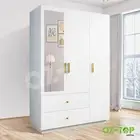 180cm Mirrored Wardrobe Cabinet Clothes Storage Organiser Cupboard LED White