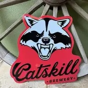 Catskill Brewery Racoon Red Tin Tacker Metal Beer Sign