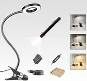Lamp, 3 Colors and 10 Levels of Brightness, 3 Times, Magnifying Glass and Flashlight, USB Table Stand(Color:A)
