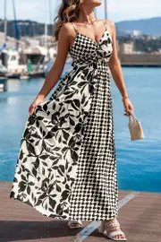 Cupshe Modern Canvas Abstract Maxi Dress - Black,L
