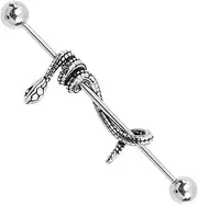 [BESTYASH] Gothic Snake Shaped Barbell Earrings Cartilage Ear Jewelry Studs for Men Women Minimalist Design Versatile for Daily Wear Unique Style