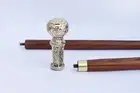 Brass Victorian Shape Walking Stick Cane Red Wood Two Fold Unique Design Handle