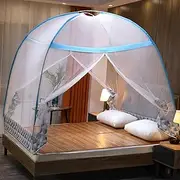 Mosquito Net Foldable Mosquito Net Double Entrance Travel Net Large Mosquito Net Tent with Bottom Easy Installation Carry Bag No Chemicals (Blue,180 * 200 * 150cm)