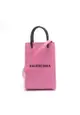 二奢 Pre-loved BALENCIAGA SHOPPING PHONE HOLDER shopping phone folder Shoulder bag leather pink black