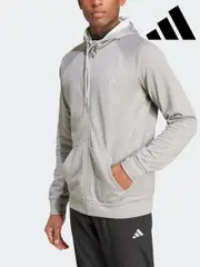 adidas Grey Game and Go Training Logo 3-Stripes Full-Zip Hoodie (273247) | $138