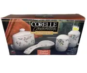 CORELLE COORDINATES English Meadow Salt Pepper Spoon Rest & Napkin Holder VTG