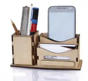 Wooden Pen With Card & Mobile Stand For Office Table