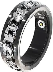 Smart Ring Cuban Link Rings Heart Rate Monitor Sleep Health Ring for Men Punk Smart Rings for Android & iOS Step Counter Calorie Counter Sport Fitness Tracker