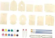JOINPAYA 1 Set Birdhouse Craft Kit DIY Wind Chime Pendant with Paint Colors Brushes Wind Chimes Glue Tubes and Hanging String Craft for Fine Motor Skills Development