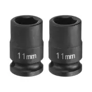 2pcs Deep Impact Socket 3/8" Drive by 11mm Metric 6 Point Socket 30mm Long