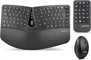 Perixx PERIDUO-606A 3-in-1 Wireless Compact Ergonomic Keyboard with Vertical Mouse and Numeric Keypad - Adjustable Wrist Rest - Tilting Wheel - Flat Keys - QWERTZ