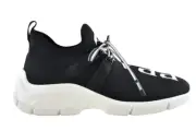 Prada XY Logo Sock Black White Knit Flat Lace Up Tie Pull On Trainer Sneaker 35