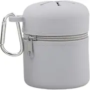koolsoo Silicone Fly Fishing Box Organizer with Carabiner Portable Mini Trash Can Bin Fly Box for Park Riverside Outdoor Camping, Gray