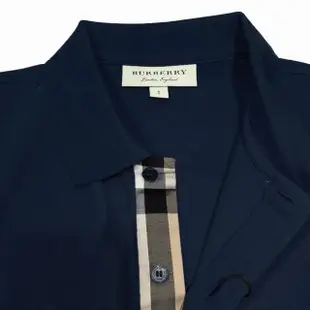 【BURBERRY 巴寶莉】8036248 素面戰馬衣服Logo短袖上衣Polo衫(深藍色)