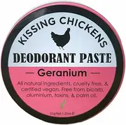 Kissing Chickens Bicarb-free Deodorant Paste - Certified Vegan, Organic Ingredients, Plastic Free, developed in the heat & humidity of North Qld – one application lasts all day – 35g… (Geranium)