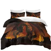 Scary Fantasy Art Volcano Fireball Dragon Quilt Cover