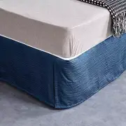 New Bed Skirt Valance Corrugated Seersucker Pattern (Kingsingle, Navy)