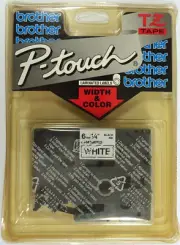 Brother P-Touch TZ211 Tape 6mm, 1/4” Black Ink on White Laminated Tape NOS
