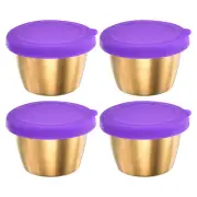4pcs Condiment Cups Containers with Lids 2.4oz Salad Dressing Container Purple
