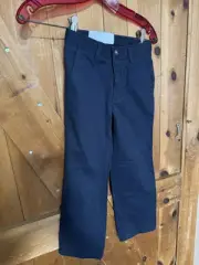 IZOD Flat Front Pant Boys Slim Fit Size 6 Adjustable Waist Navy Blue